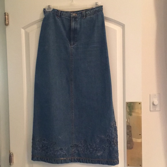 Chico's Dresses & Skirts - Chico’s beaded denim maxi skirt Chico's Dresses & Skirts - Chico’s beaded denim maxi skirt